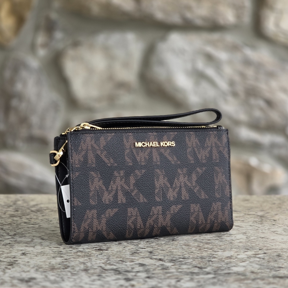 Michael Kors Jet Set Logo Large Double Zip Wristlet